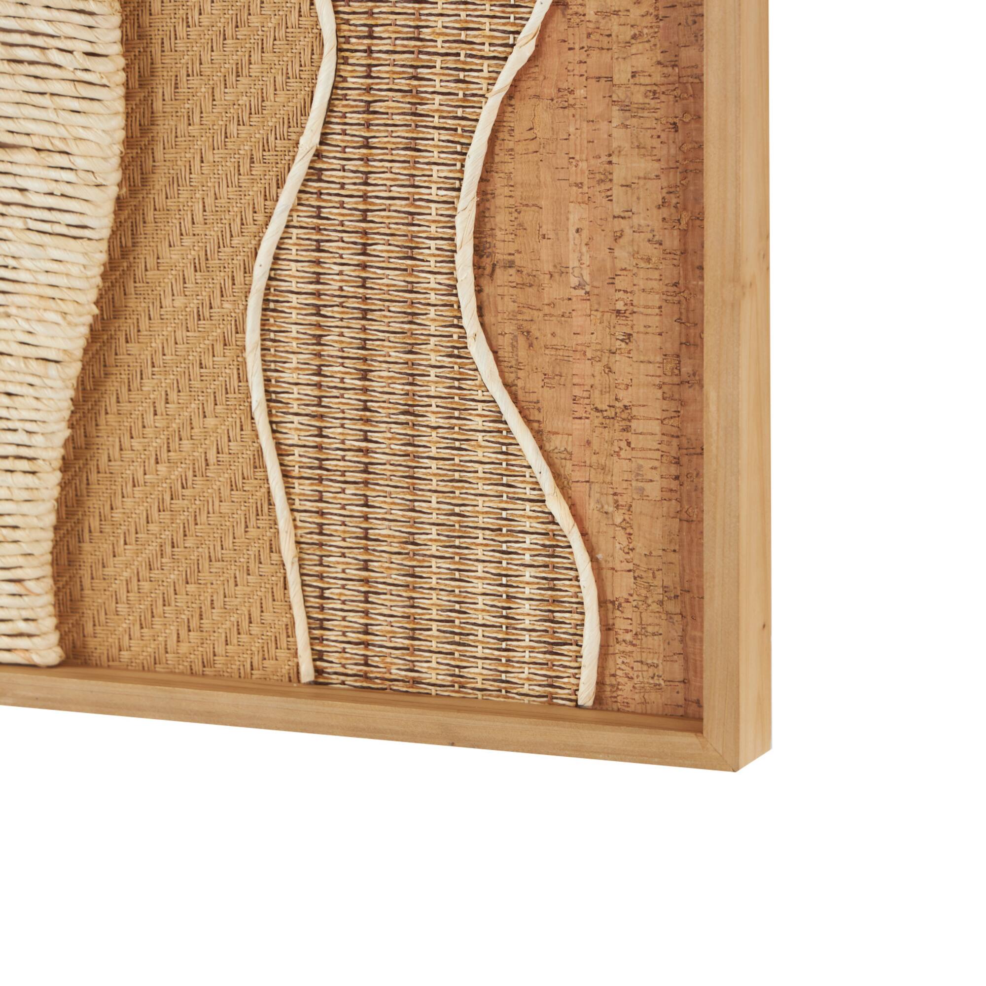 15" x 23" Handmade Brown Wood Abstract Wall Décor with Dimensional Wavy Design